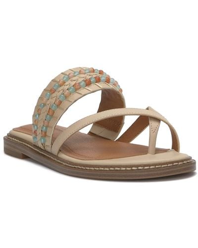 Lucky Brand Kaykey Beaded Crisscross Flat Sandals - Metallic