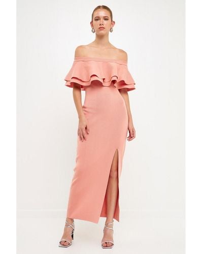 Endless Rose Off The Shoulder Ruffle Maxi Dress - White