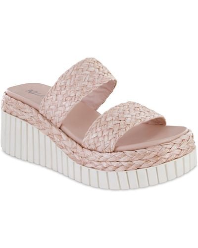 MIA Zayla Raffia Wedge Slide Sandals - Pink