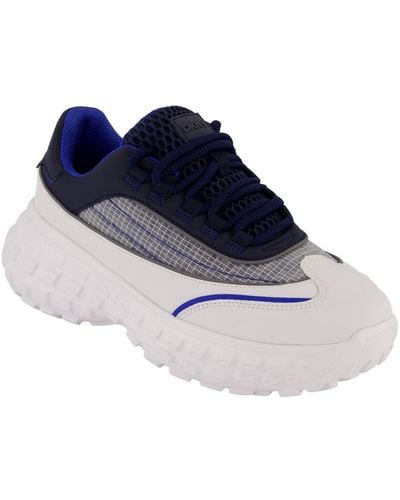 DKNY Mixed Media Low Top Lightweight Sole Trekking Sneakers - Blue