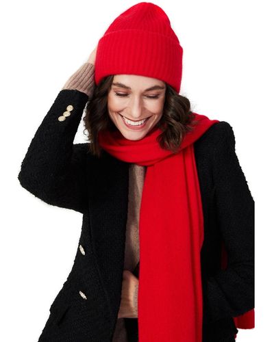 Style Republic 100% Pure Cashmere Chunky Knit Beanie - Red