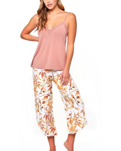 iCollection 2pc. Capri And Tank Pajama Set Trimmed - Pink