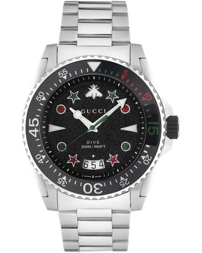 Gucci Swiss Dive Stainless Steel Bracelet Watch 45mm - Metallic