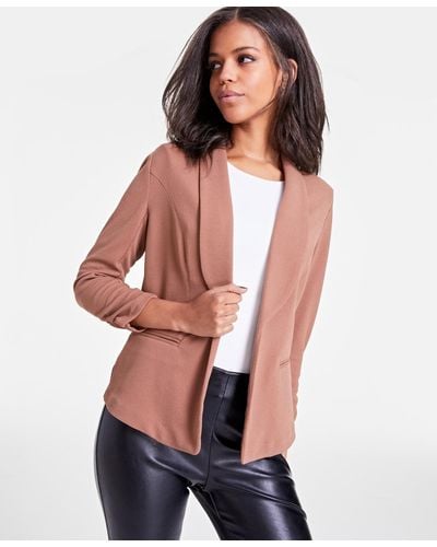 BarIII Ruched 3/4-sleeve Knit Blazer - Multicolor