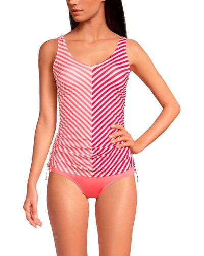 Lands' End Chlorine Resistant Adjustable Underwire Tankini Swimsuit Top - Pink