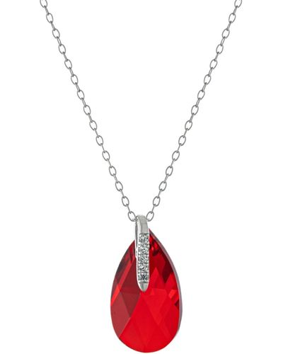 Giani Bernini Fine Crystal And Cubic Zirconia 18" Teardrop Pendant - Red