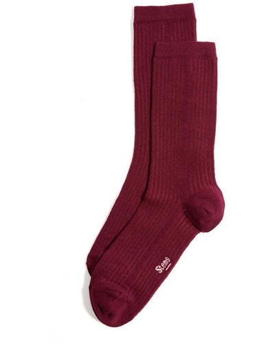Stems Eco-conscious Cashmere Crew Socks - Red