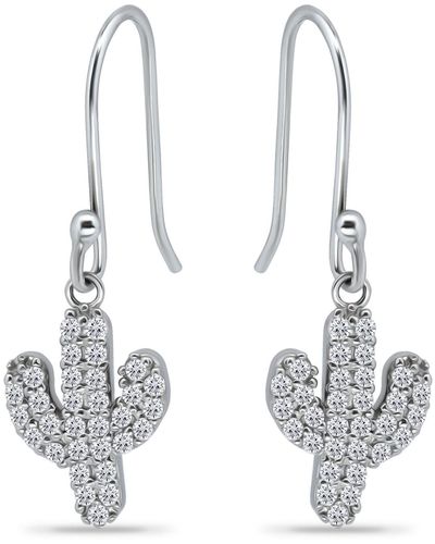 Giani Bernini Cubic Zirconia Pave Cactus Drop Earrings In Sterling Silver - White