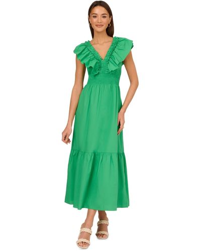Adrianna Papell Ruffled Maxi Dress - Green