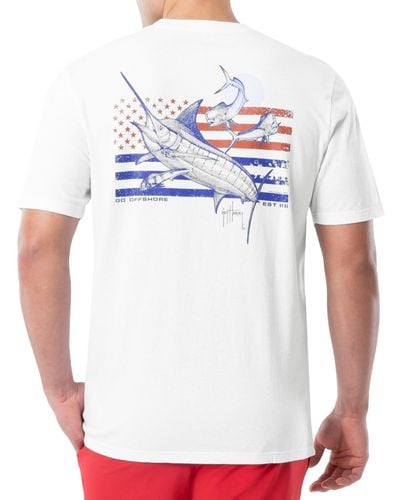 Guy Harvey Go Offshore Stars & Stripes Logo Graphic T-shirt - White