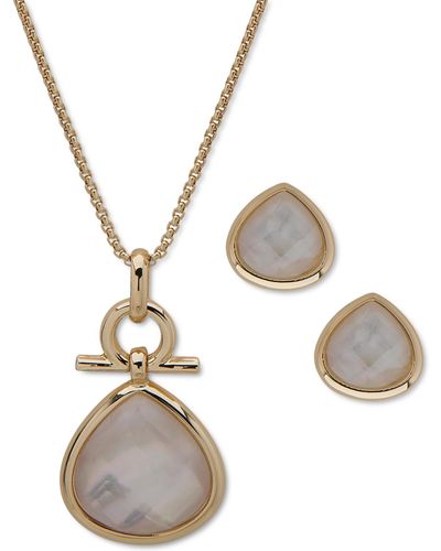 Anne Klein 2-pc. Set Teardrop Stud Earrings & Pendant Necklace - Metallic
