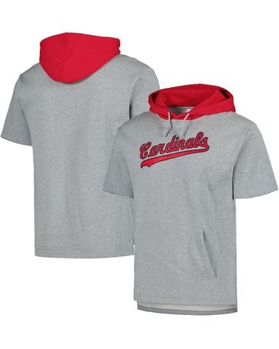 Mitchell & Ness St. Louis Cardinals Postgame Short Sleeve Pullover Hoodie - Gray