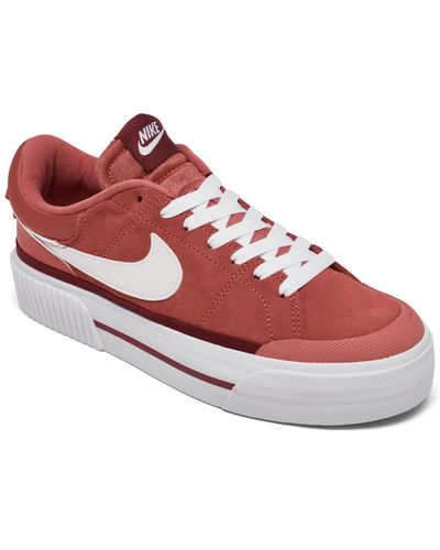 Nike Court Legacy Lift Platform Casual Sneakers From Finish Line - Red