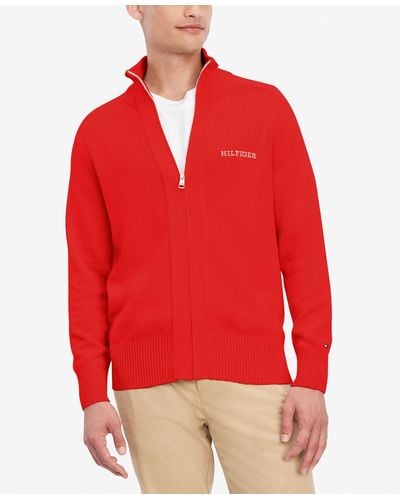 Tommy Hilfiger Chunky Zip-through Sweater - Red