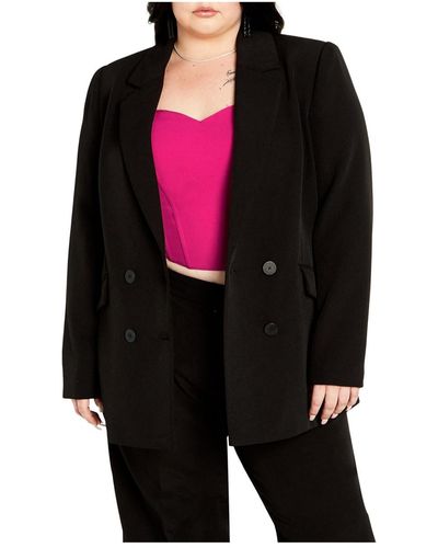 City Chic Plus Size Oversized Alexis Blazer Jacket - Red