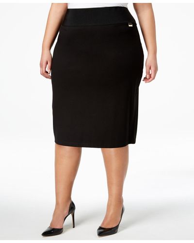 Calvin Klein Plus Size Pull-on Compression Pencil Skirt - Black