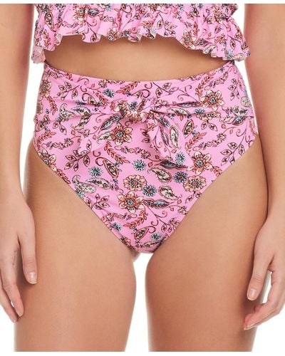 Jessica Simpson Tie-front Floral-print High-waist Bottom - Pink