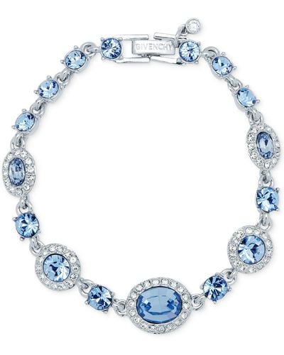 Givenchy Silver-tone Pavé & Blue Stone Flex Bracelet
