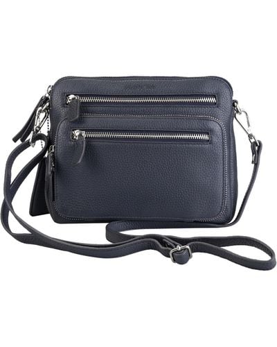 Mancini Pebbled Collection Valerie Leather Mini Crossbody Bag - Blue