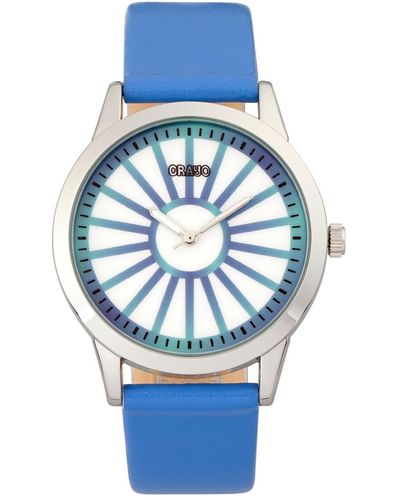 Crayo Electric Leatherette Strap Watch 41mm - Blue