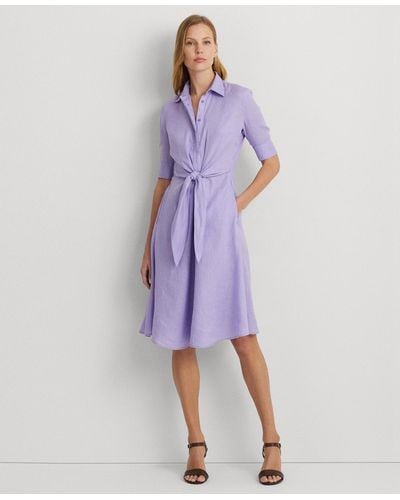Lauren by Ralph Lauren Linen Tie-waist Shirtdress - Purple