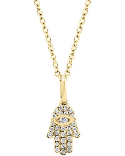 Effy Effy Diamond Pave Hamsa Hand 18" Pendant Necklace (1/10 Ct. T.w. - Metallic