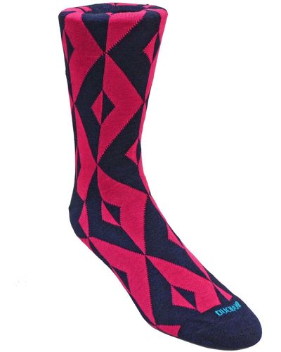 Duchamp Geometric Design Dress Sock - Pink