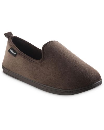 Isotoner Memory Foam Microterry Samson Closed Back Slippers - Brown
