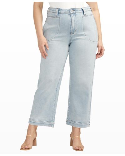 Jag Plus Size Sophia High Rise Wide Leg Cropped Jeans - Blue