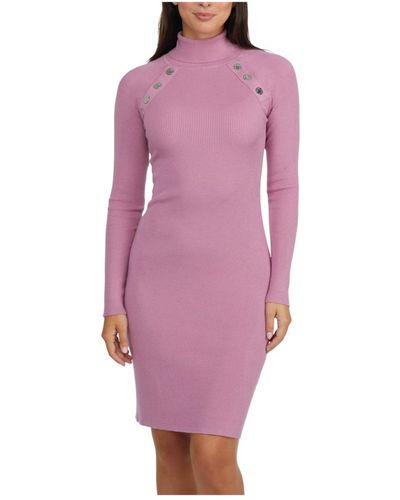 Ellen Tracy Rib Sweater Dress - Purple