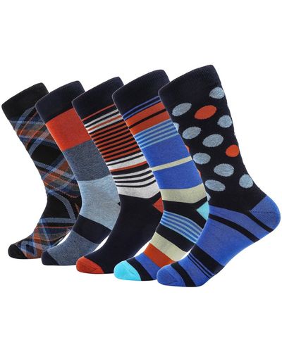 Mio Marino Groovy Designer Dress Socks Pack Of 5 - Blue