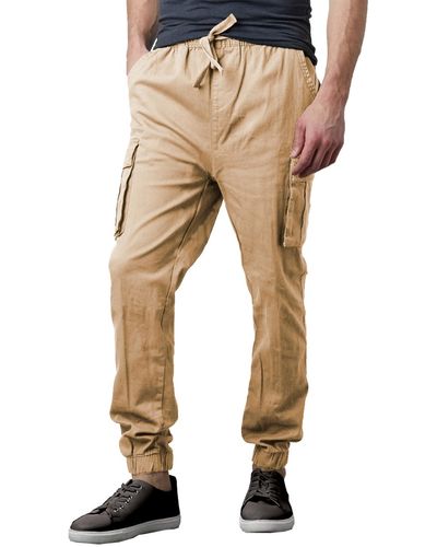Galaxy By Harvic Slim Fit Stretch Cargo jogger Pants - Natural