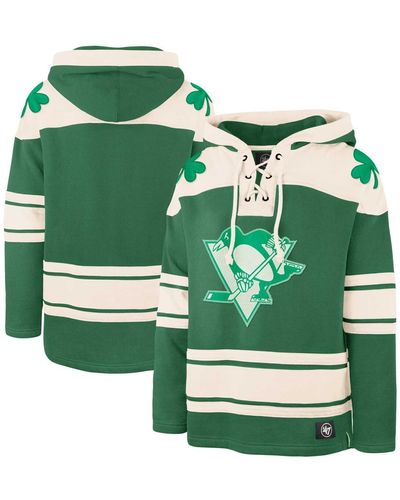 '47 Pittsburgh Penguins St. Patrick's Day Superior Lacer Pullover Hoodie - Green
