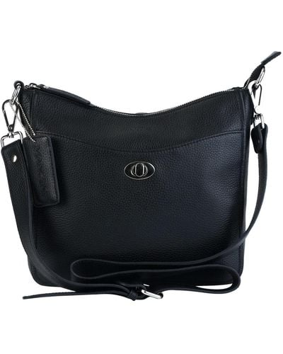 Mancini Pebble Elizabeth Leather Crossbody Handbag - Black