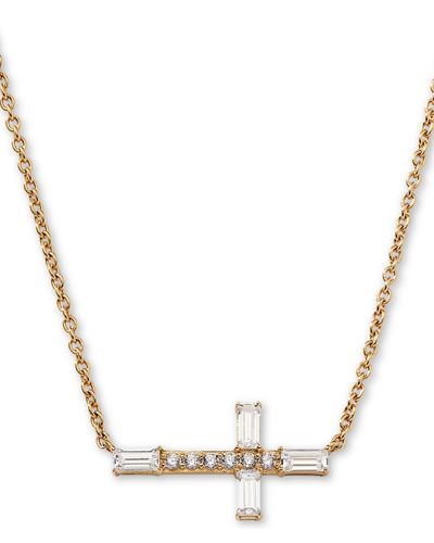AVA NADRI 18k -plated Cubic Zirconia East-west Cross Pendant Necklace - Metallic