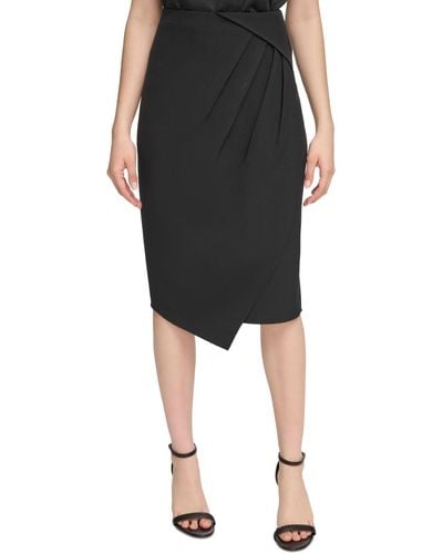Calvin Klein Angled-hem Midi Skirt - Black