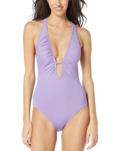 Vince Camuto Plunge Cutout One-piece Swimsuit - Purple