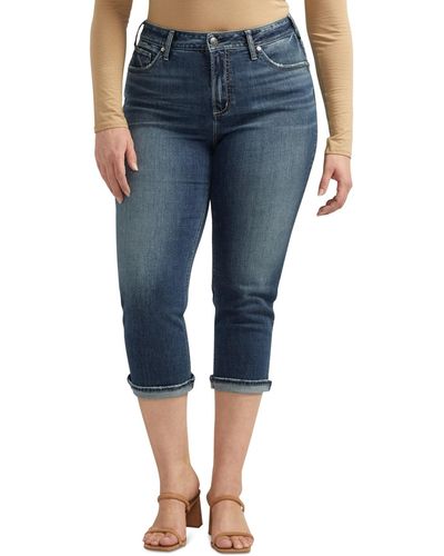 Silver Jeans Co. Plus Size Avery High-rise Curvy-fit Capri Jeans - Blue