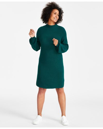 Style & Co. Petite Easy Sweater Dress - Green