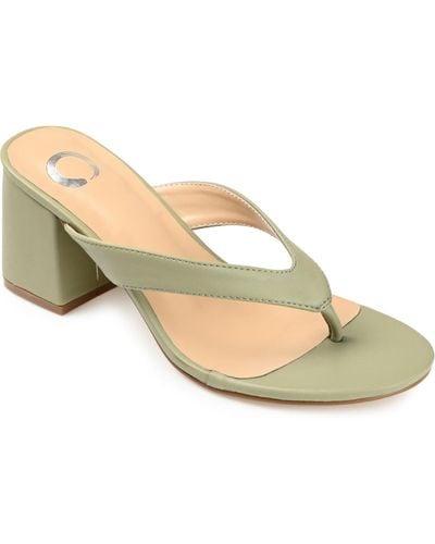 Journee Collection Alika Block Heel Thong Sandals - Green