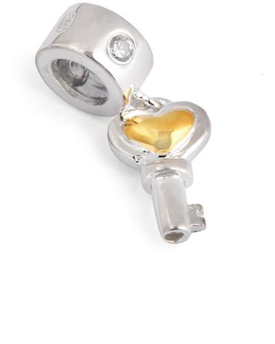 Fenton Glass Jewelry: Key To My Heart Spacer Glass Charm - White