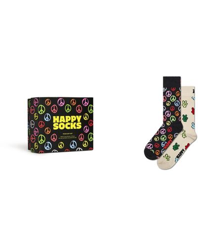 Happy Socks 2-pack Peace Socks Gift Set - Black