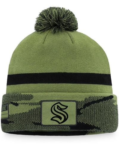 Fanatics Seattle Kraken Military-inspired Appreciation Cuffed Knit Hat - Green