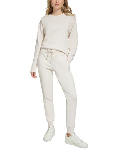 DKNY Cotton Zipper-hem Ribbed-cuff sweatpants - White