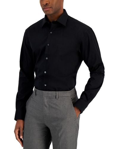 Alfani Regular Fit Stain Resistant Dress Shirt - Black