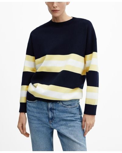 Mango Striped Knit Sweater - Blue
