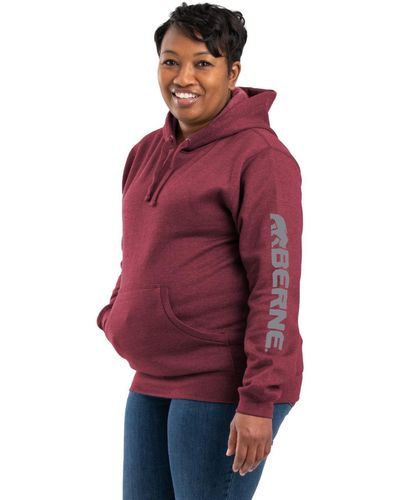 Bernè Plus Size Signature Sleeve Hooded Pullover - Red