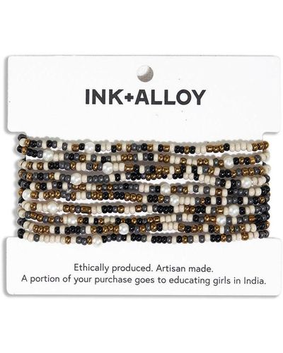 INK+ALLOY Ink+alloy Sage 10 Stranded Beaded Stackable Stretch Bracelets - White