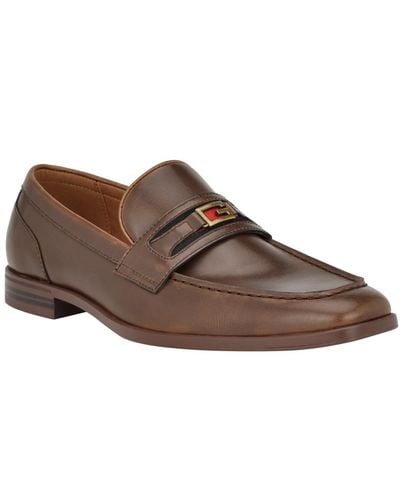Guess Handle Square Toe Slip On Dress Loafers - Brown