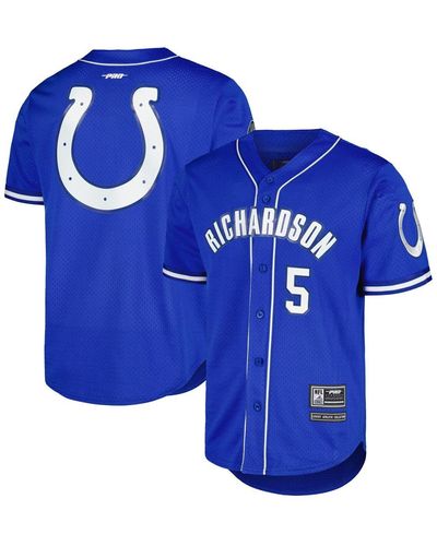 Pro Standard Anthony Richardson Indianapolis Colts Mesh Baseball Button-up T-shirt - Blue